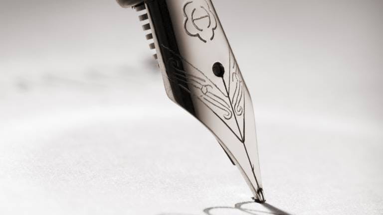 [Lettre Edouard Carmignac] [Background image] Fountain pen